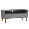 The Living Store MOLDE TV-kast - 106 x 40 x 49 cm - Grijs - Massief grenenhout met uv-vernis en bewerkt hout