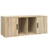 The Living Store TV-meubel Gerookt Eiken 100x35x40 cm - Stevig en praktisch