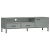 The Living Store OSLO Tv-meubel - 158 x 40 x 46.5 cm - Grijs - Massief grenenhout