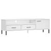 The Living Store OSLO TV-meubel - wit - 158 x 40 x 46.5 cm - massief grenenhout en metaal