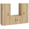 The Living Store TV-meubel Set Zonoma Eiken - 2x 40x34.5x100cm - 1x 57x34.5x40cm