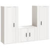 The Living Store TV-meubel set - Klassiek - Hoogglans wit - 2x40x34.5x100cm - 1x57x34.5x40cm - Bewerkt hout