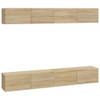 The Living Store TV-wandmeubel - Sonoma Eiken - 100 x 30 x 30 cm - Stevig bewerkt hout