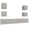 The Living Store Televisiemeubelset - Betongrijs - 100 x 30 x 30 cm - 2x 100 cm - 4x 30.5 cm - Bewerkt hout