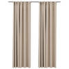 The Living Store Verduisterend Gordijn - Beige - 140x225 cm - Linnen-Look - Met Metalen Haken