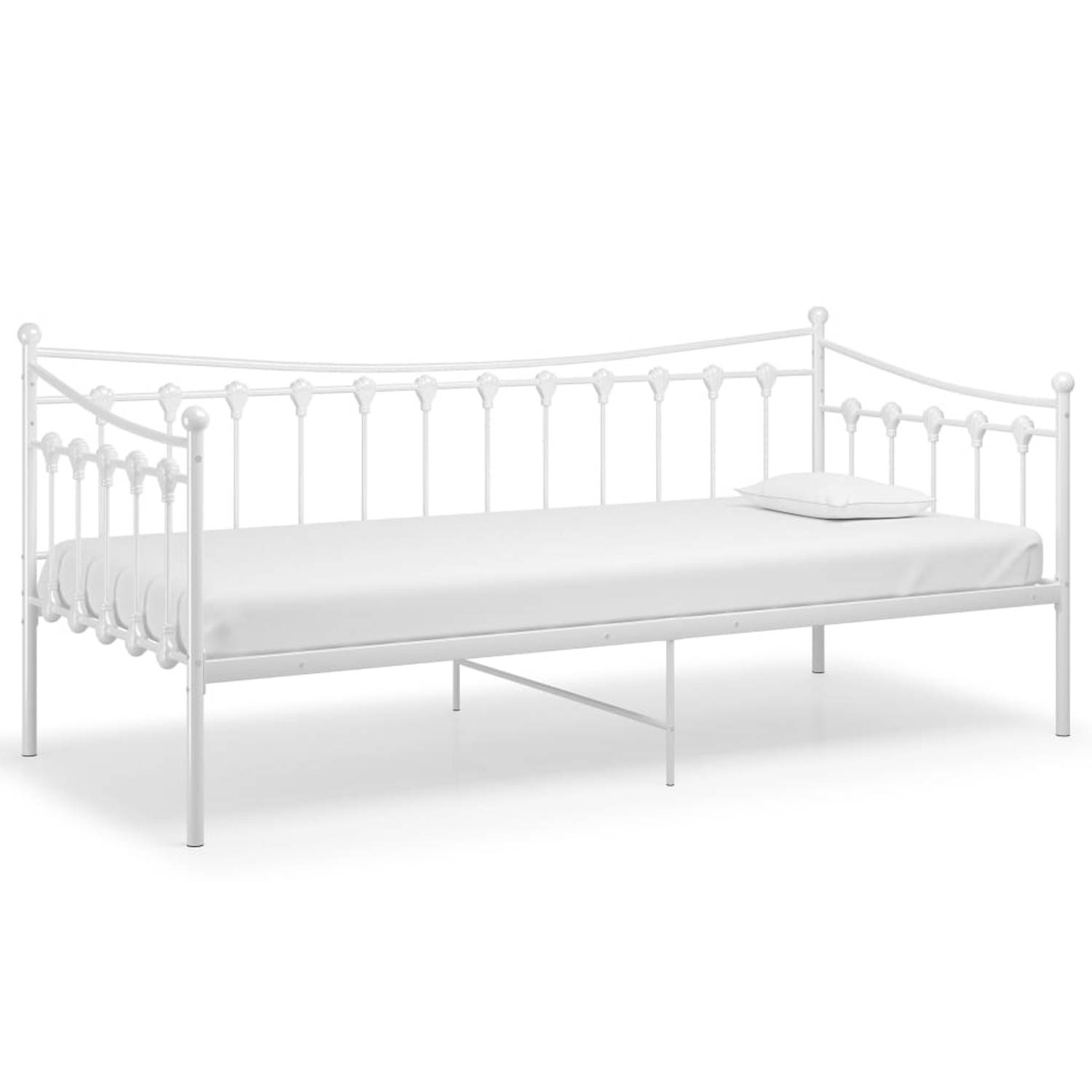 The Living Store Slaapbankframe metaal wit 90x200 cm - Bedbankframe - Bedbankframes - Slaapbankframe - Slaapbankframes - Bedframe - Bedframes - Ledikant - Ledikanten - Logeerbed -