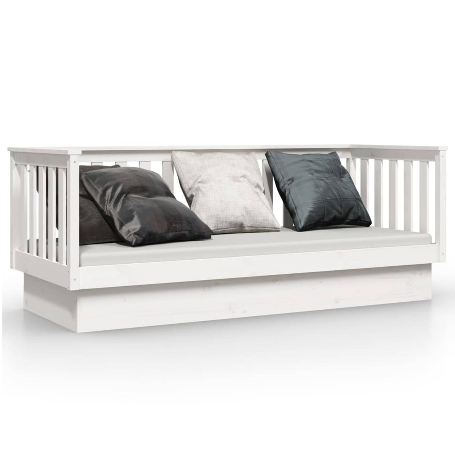 The Living Store Slaapbank 90x190 cm massief grenenhout wit - Slaapbank - Slaapbanken - Bedbank - Bed - Bedframe - Houten Bedframe - Bedbodem - Slaapmeubel - Ledikant - Bedbanken -