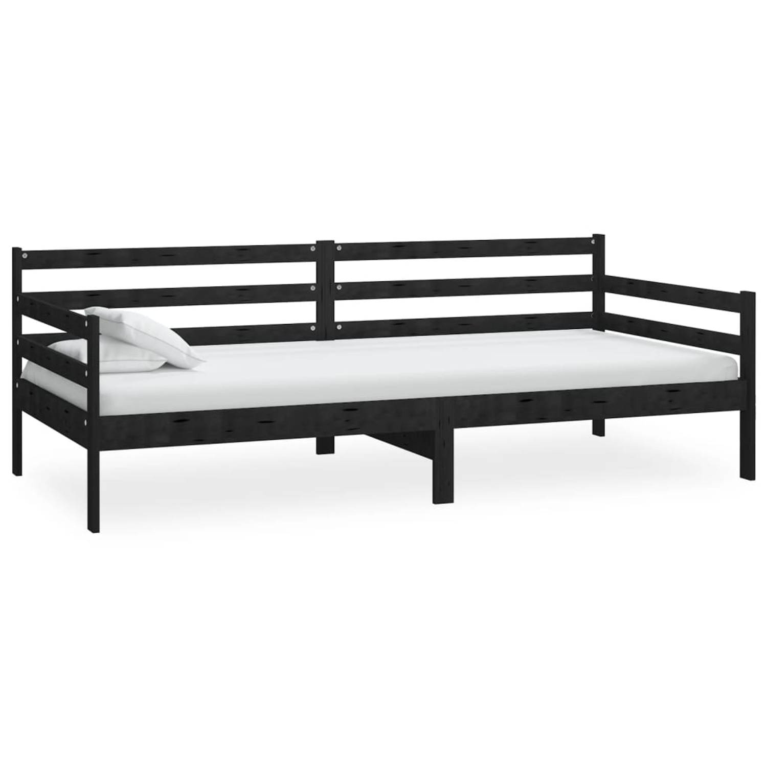 The Living Store Bedbank massief grenenhout zwart 90x200 cm - Bedbank - Bedbanken - Bed Bank - Bed Banken - Slaapbank - Slaapbanken - Slaap Bank - Slaap Banken - Houten Bedbank - H