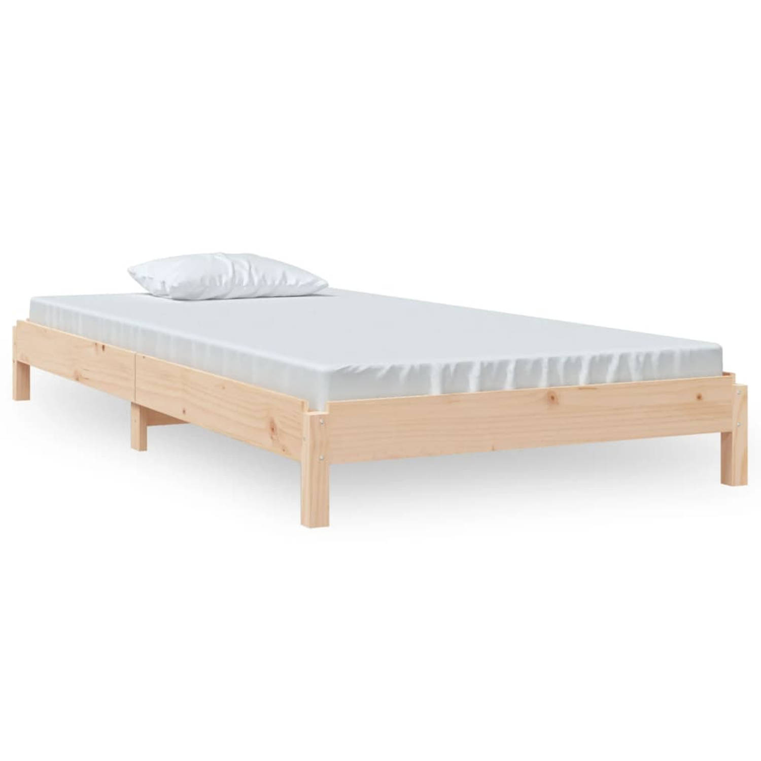 The Living Store Bed stapelbaar 75x190 cm massief grenenhout - Stapelbaar Bed - Stapelbare Bedden - Slaapmeubel - Bedframe - Bed - Bedbodem - Eenpersoonsbed - Stapelbed - Massief H