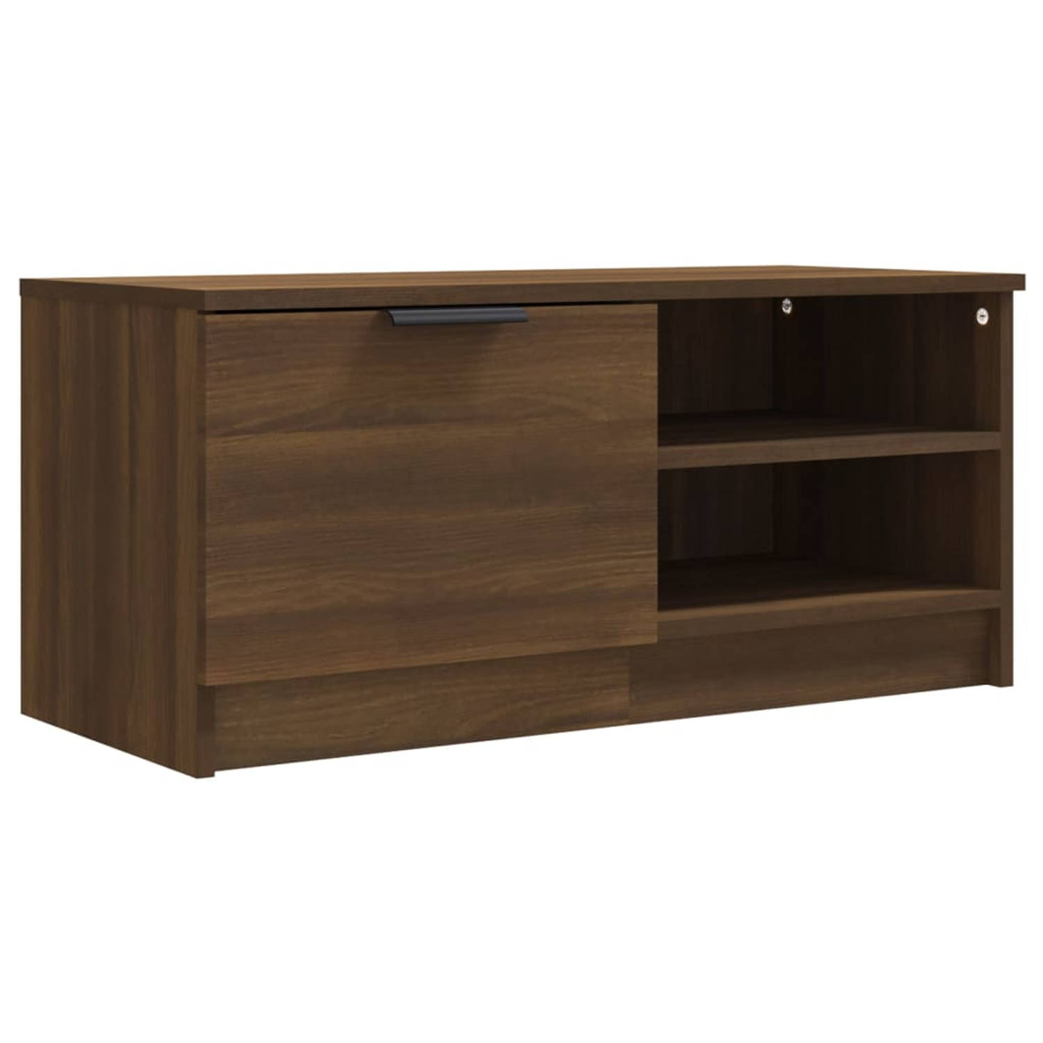 The Living Store Tv-meubel 80x35x36-5 cm bewerkt hout bruineikenkleurig - Kast