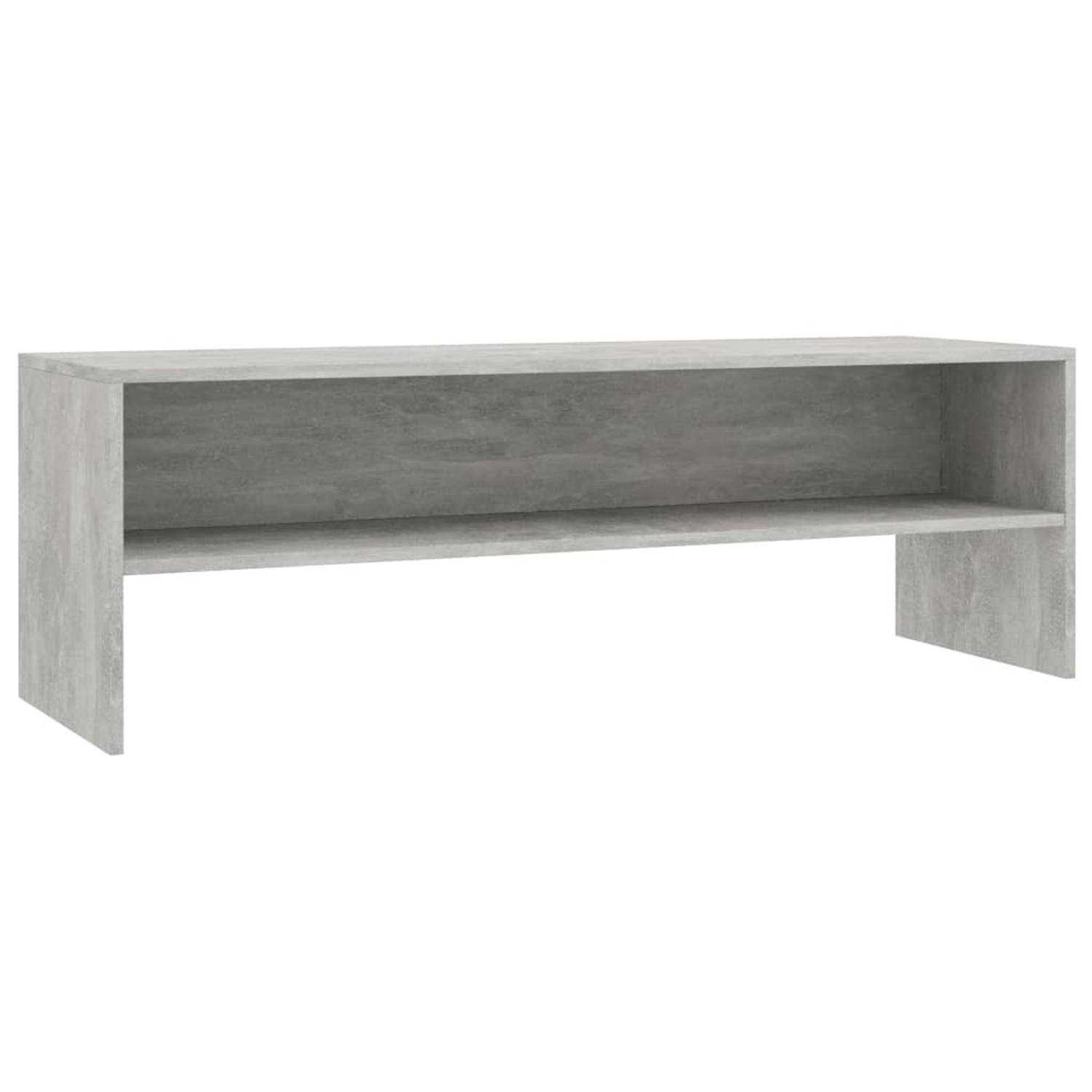 The Living Store Vintage TV-meubel - bewerkt hout - 120x40x40cm - betongrijs