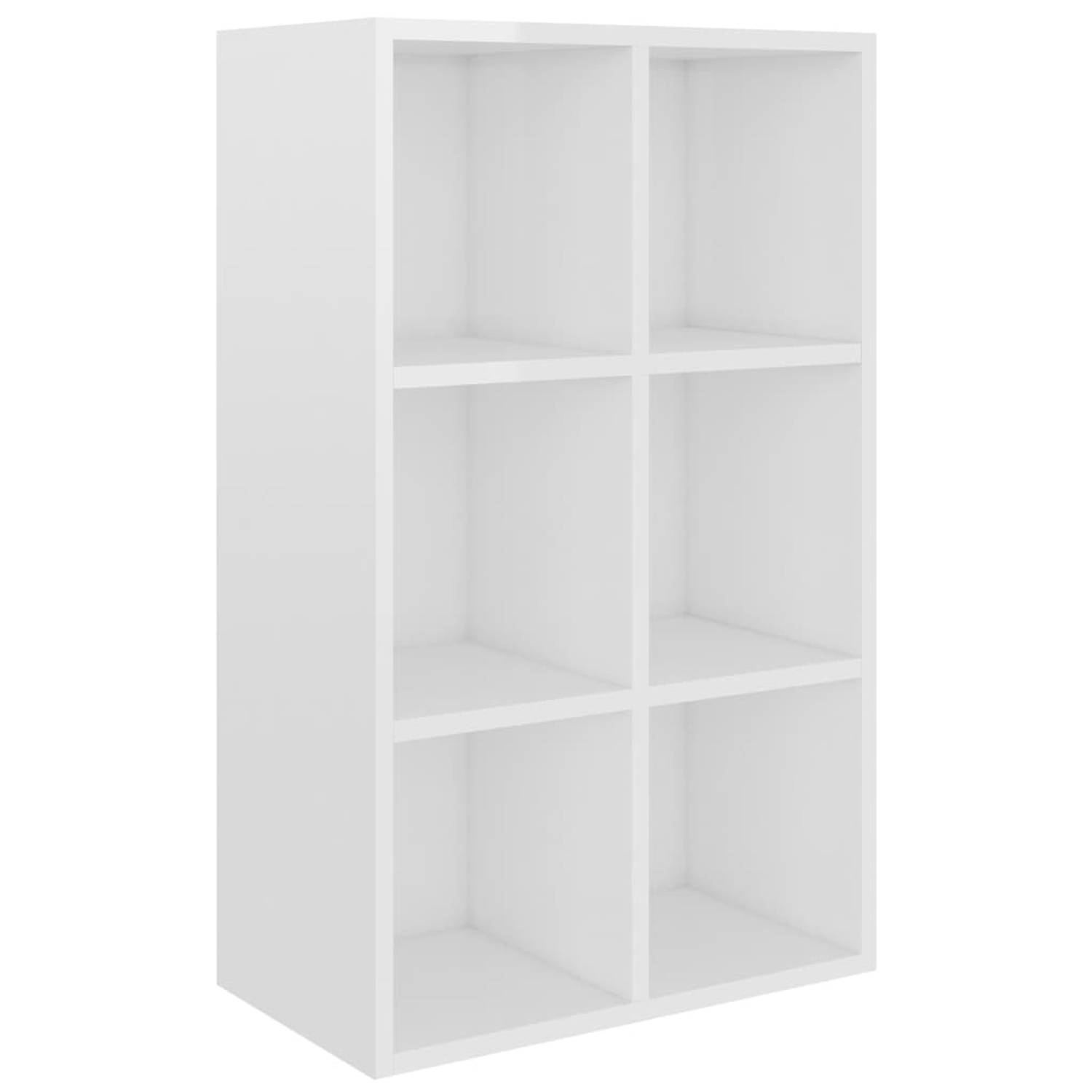 The Living Store Boekenkast 66 x 30 x 97.8 cm Hoogglans wit 6 vakken