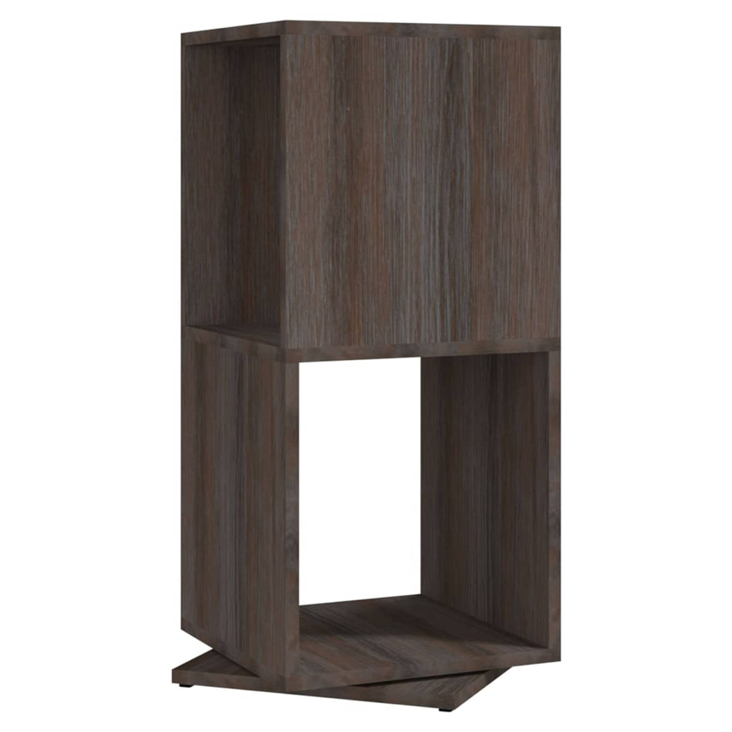 The Living Store Staande draaikast  bewerkt hout - 34.5 x 34.5 x 75.5 cm - 2 schappen