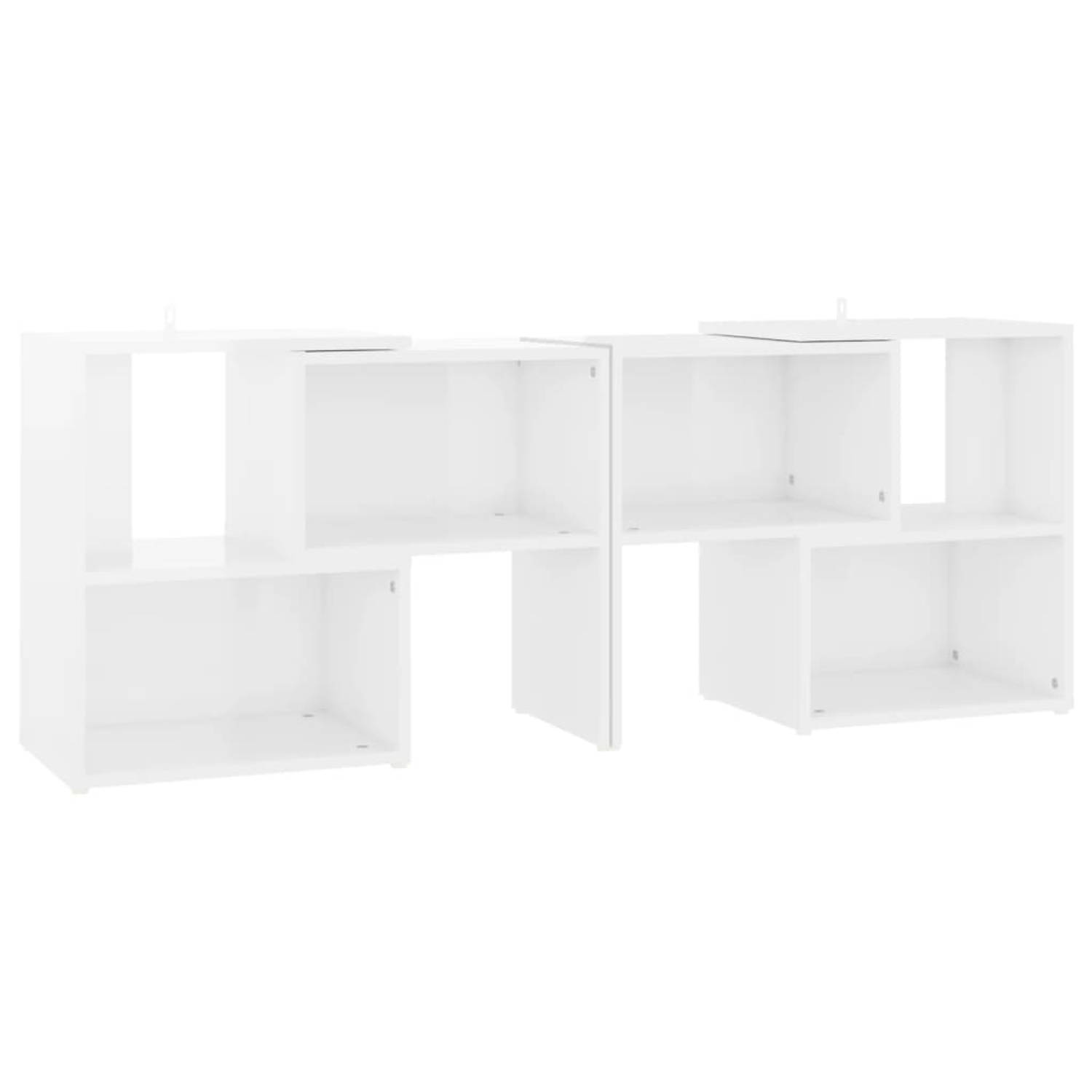 The Living Store TV-meubel - Modulair ontwerp - Hoogglans wit - Spaanplaat - 104 x 30 x 52 cm