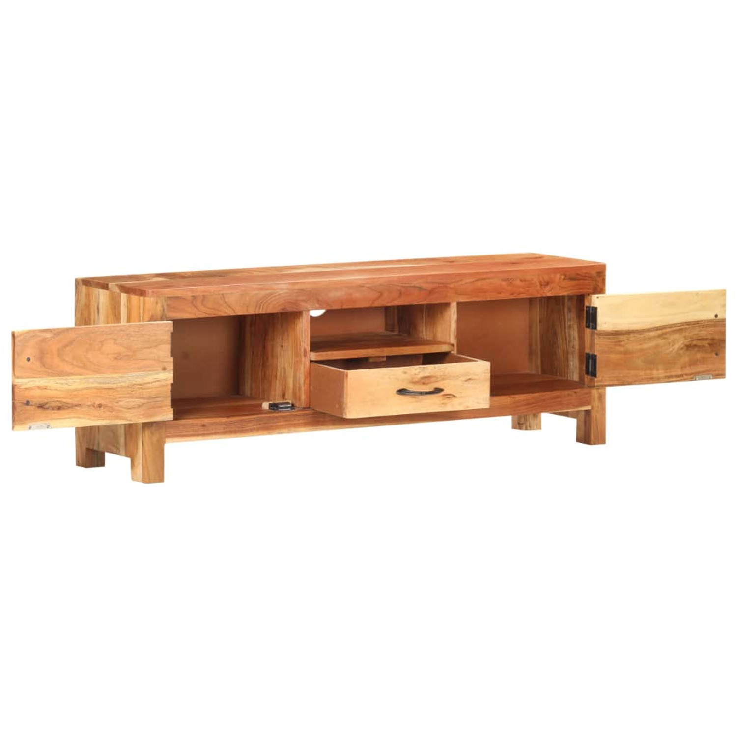 The Living Store TV-meubel Mangohout - Stereokast - 116 x 30 x 40 cm - Natuurlijke afwerking