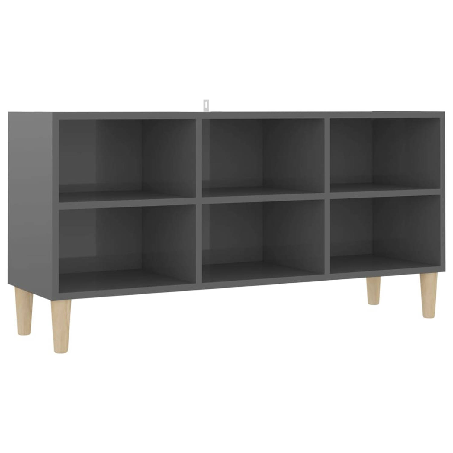 The Living Store Tv-meubel met houten poten 103,5x30x50 cm hoogglans grijs