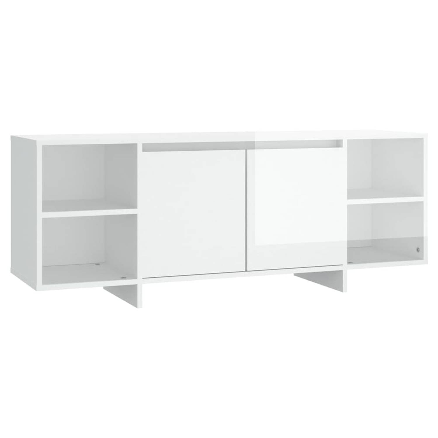 The Living Store TV-meubel Wit 130x35x50 - 2 deuren - 2 schappen - Duurzaam