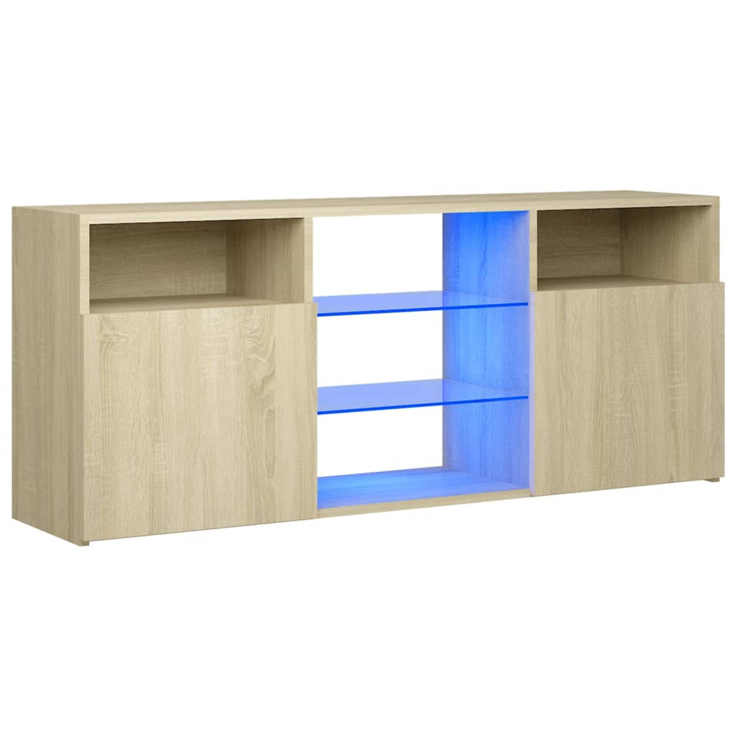 - The Living Store tv meubel - LED-verlichting - sonoma eiken - 120 x 30 x 50 cm - duurzaam en trendy
