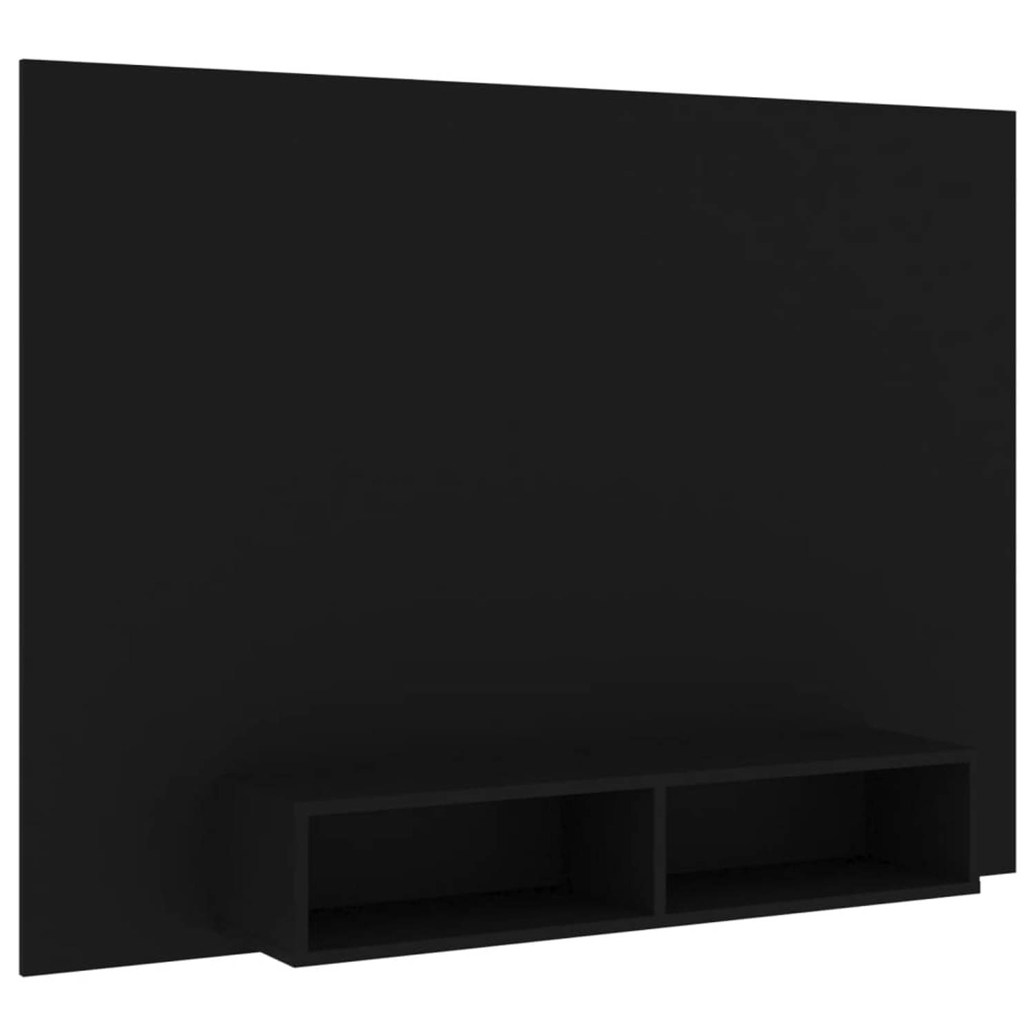 The Living Store TV-wandmeubel - zwart - spaanplaat - 135 x 23.5 x 90 cm