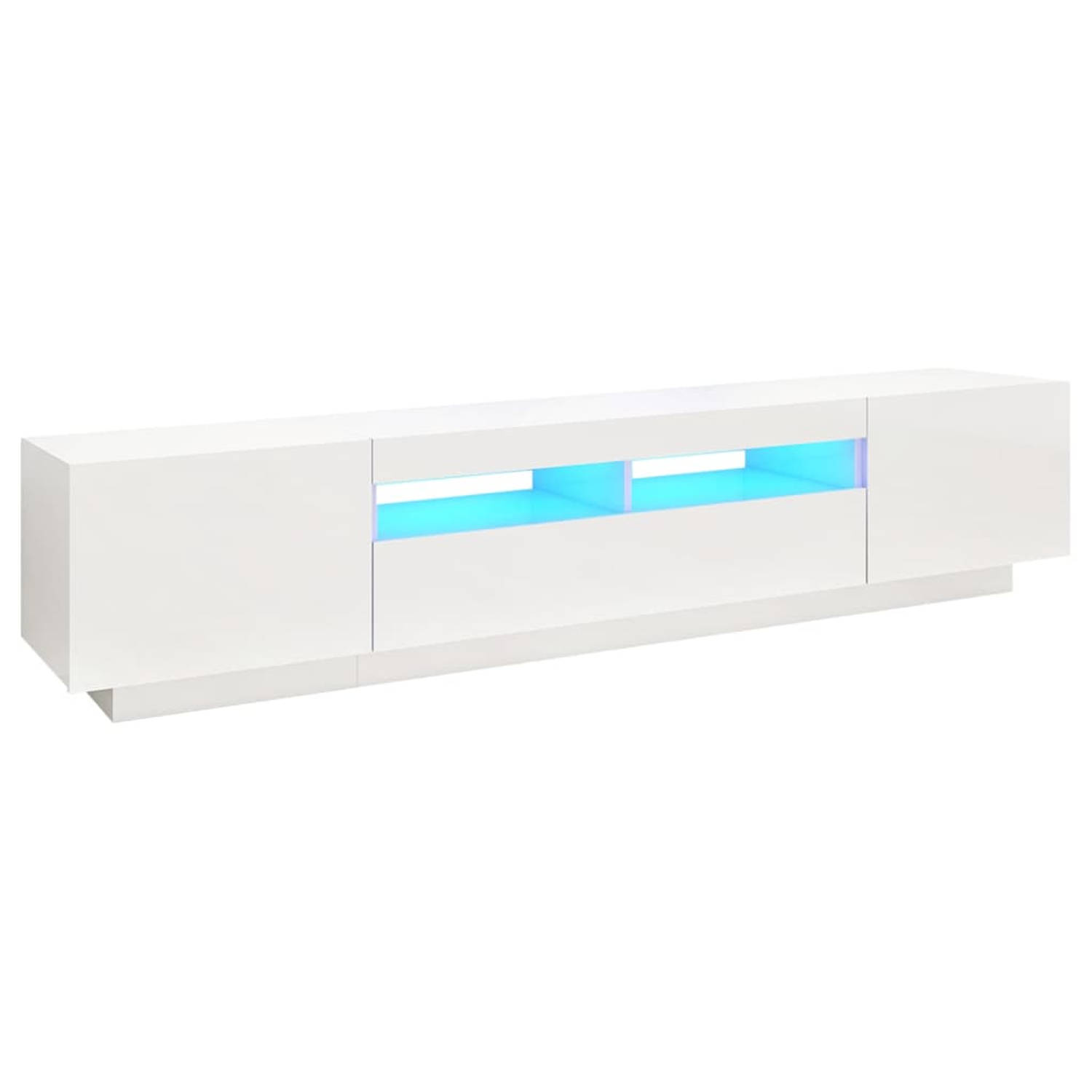 The Living Store Tv-meubel met LED-verlichting 200x35x40 cm hoogglans wit