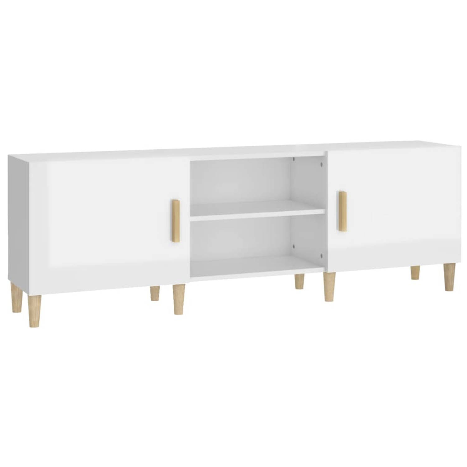 The Living Store TV-kast Stereokast - 150 x 30 x 50 cm - Hoogglans wit