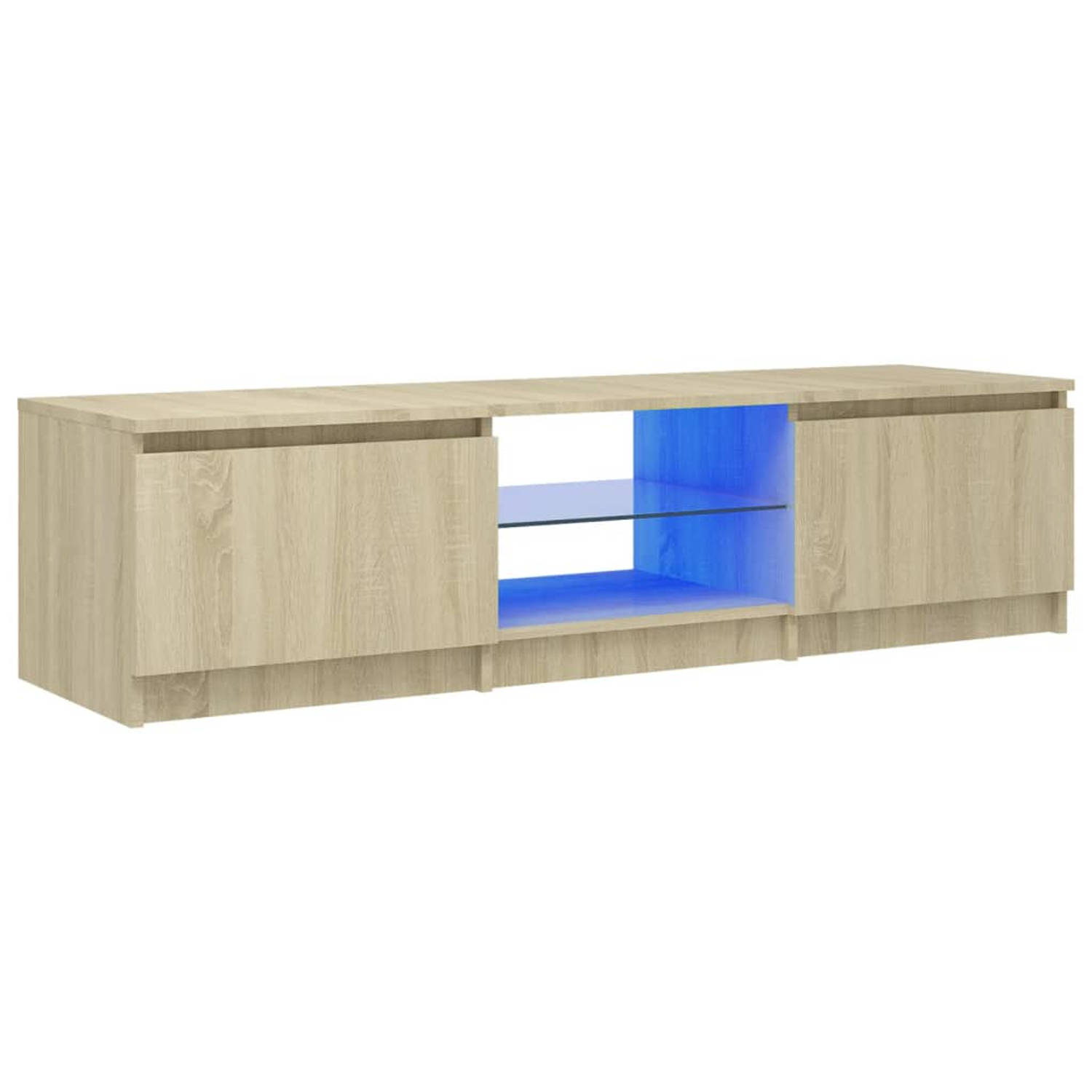 The Living Store TV-meubel Sonoma Eiken Hifi-kast 140x40x35.5 cm LED-verlichting