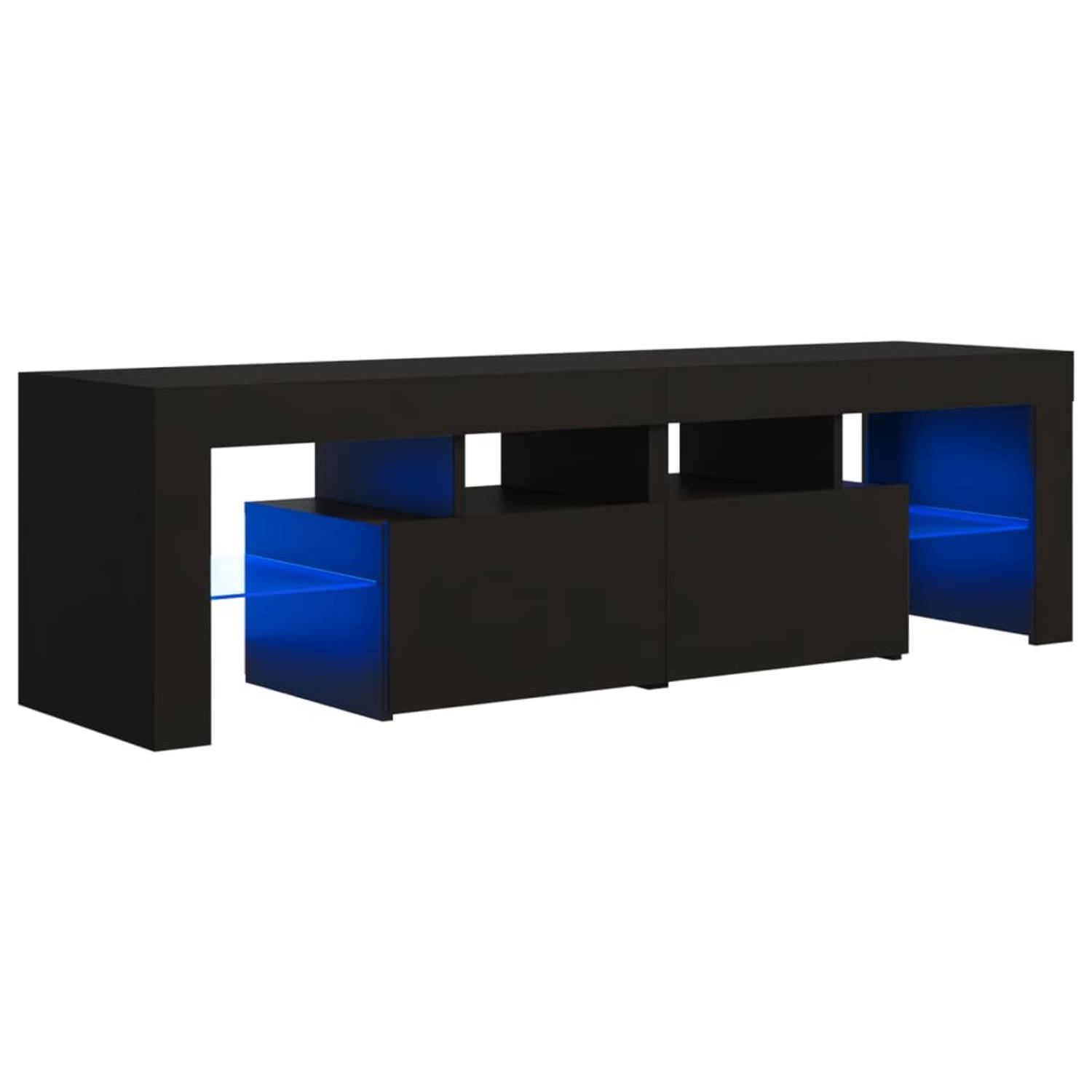 The Living Store TV-meubel LED-verlichting zwart 140x36.5x40cm - trendy ontwerp ruime opbergruimte