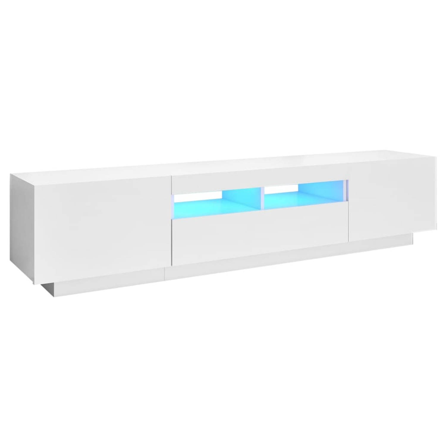 The Living Store TV-meubel XYZ - TV-meubel - 180 x 35 x 40 cm - Met LED-verlichting - Wit