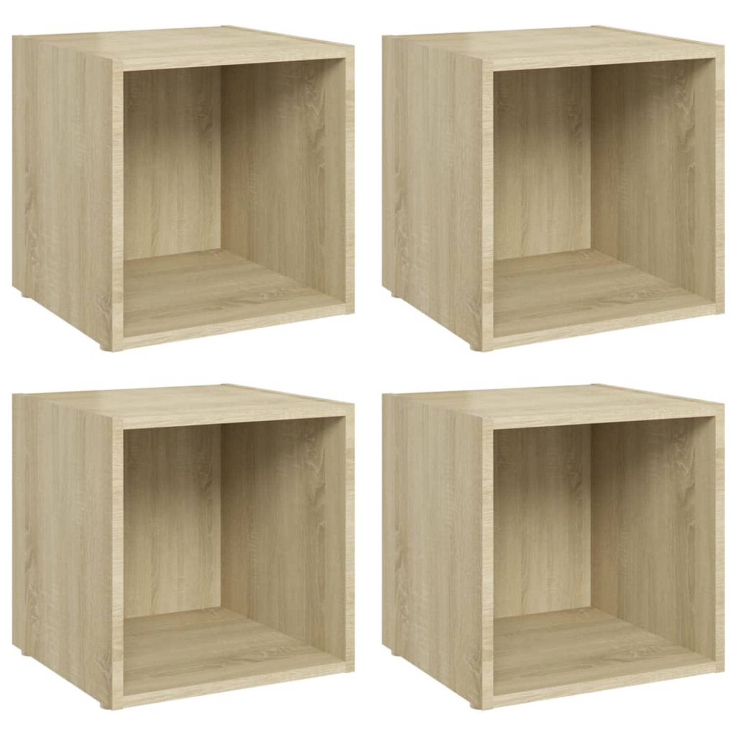 The Living Store TV-meubelen - Stabiele en duurzame spaanplaatstereos - Afmetingen- 37x35x37 cm - Kleur- sonoma eiken