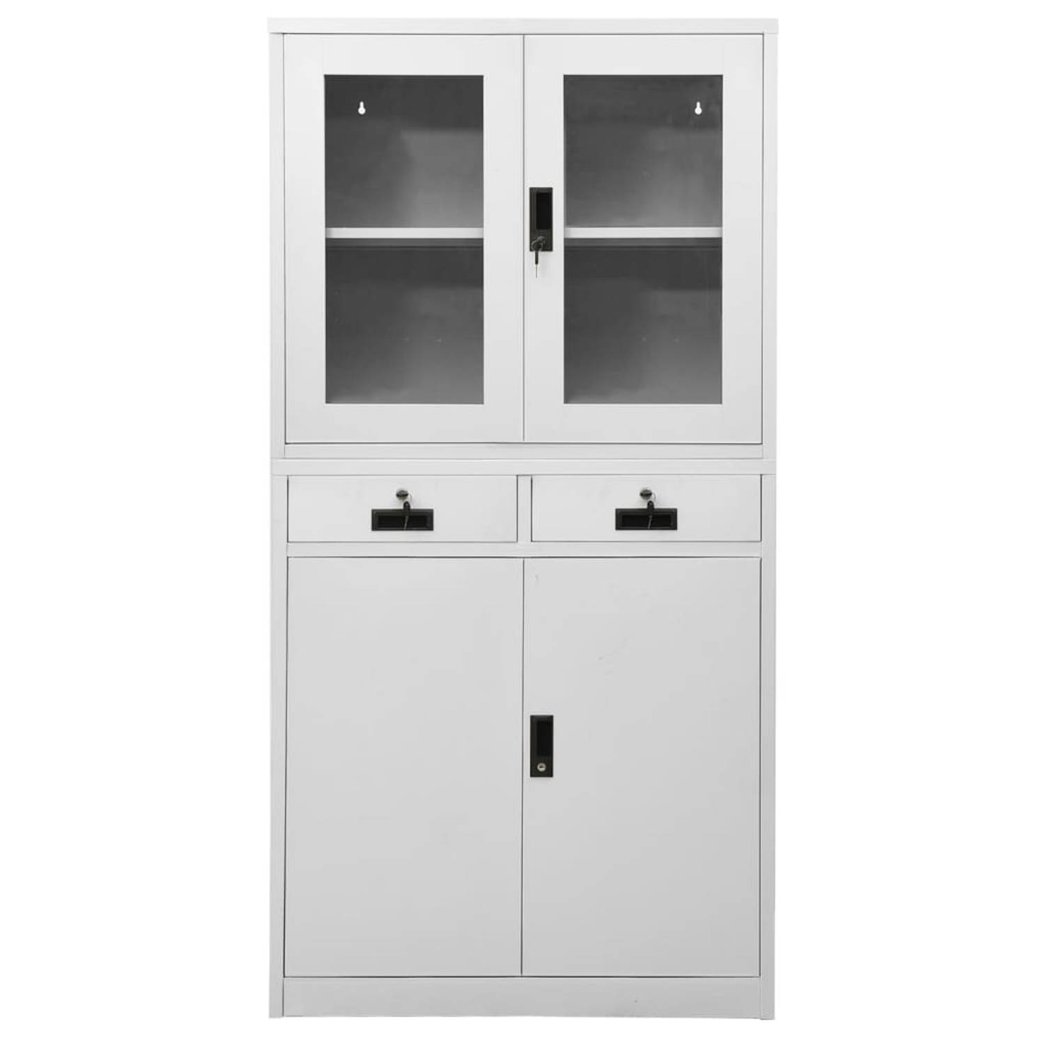 The Living Store Archiefkast - 90 x 40 x 180 cm - Staal en Gehard glas