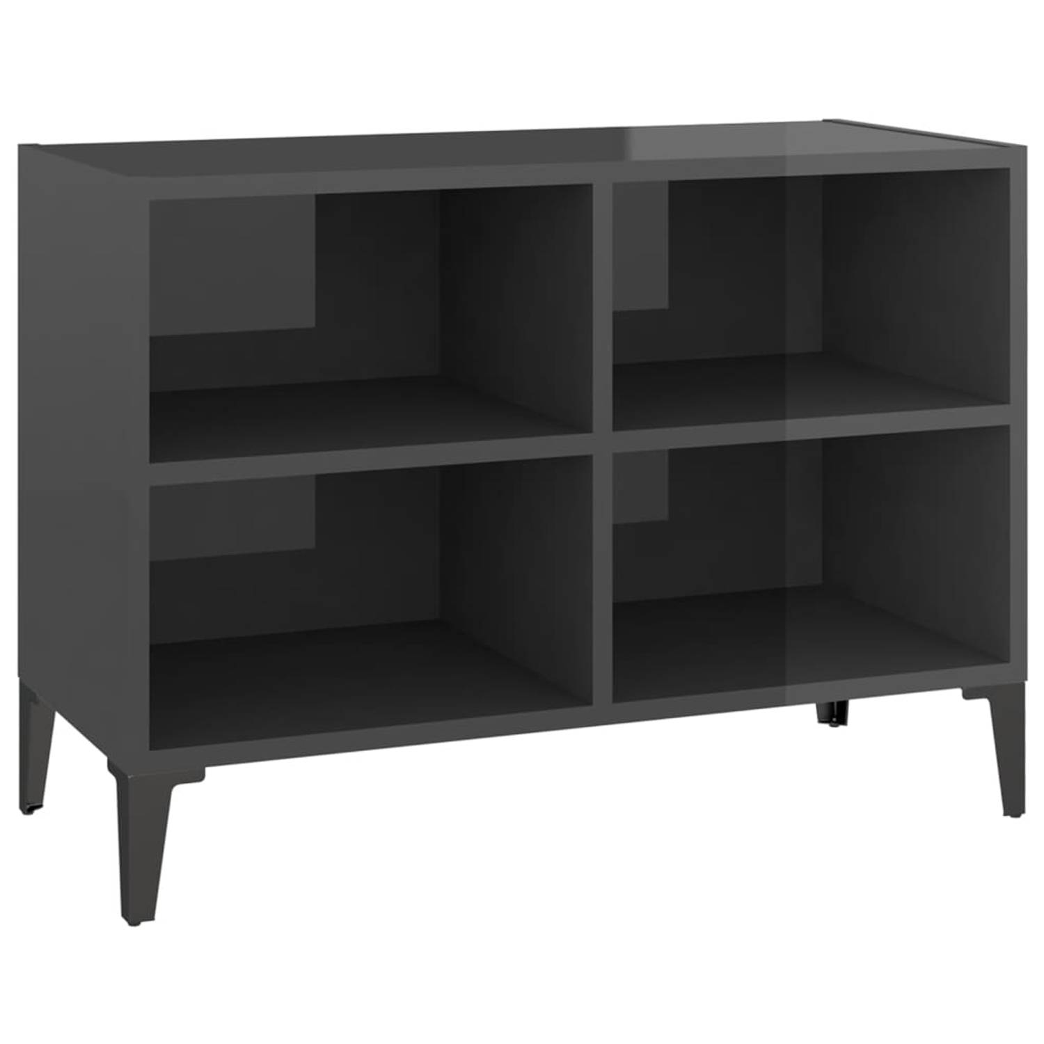 The Living Store Tv-meubel - Industrieel - Meubels - 69.5x30x50 cm - Hoogglans grijs