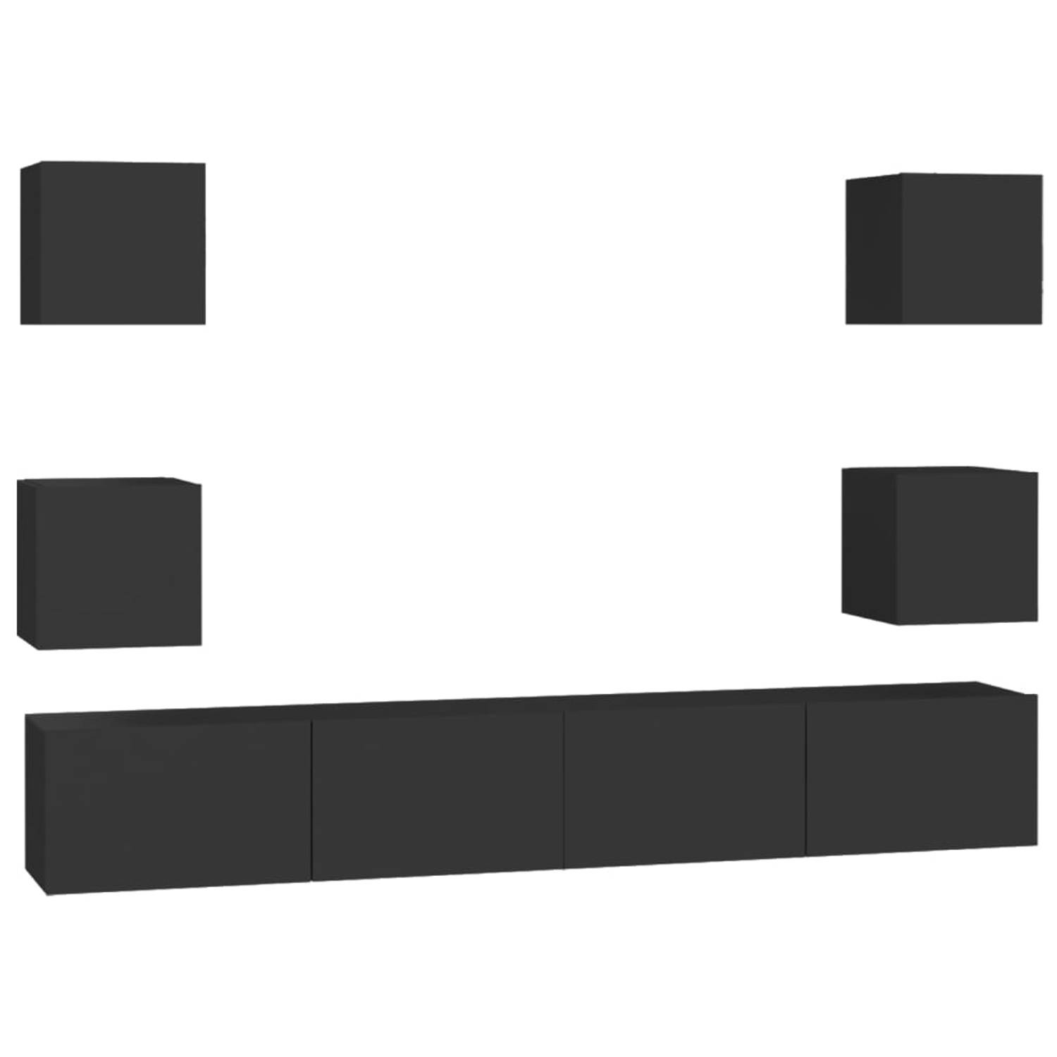 The Living Store TV-meubel - zwart - spaanplaat - 100x30x30 cm (L) - 30.5x30x30 cm (S)