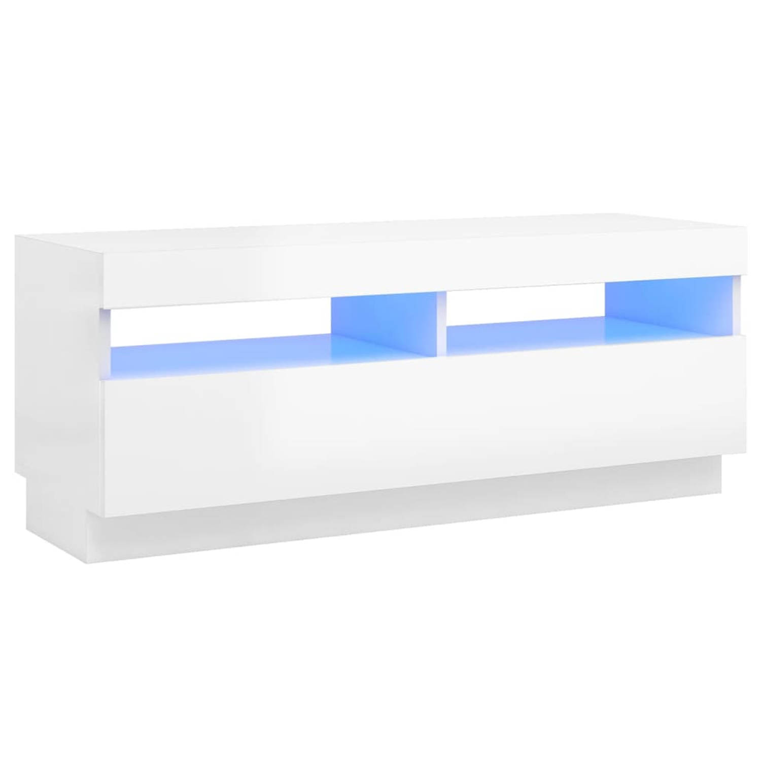 The Living Store TV-meubel Hifi hoogglans wit 100 x 35 x 40 cm RGB LED-verlichting