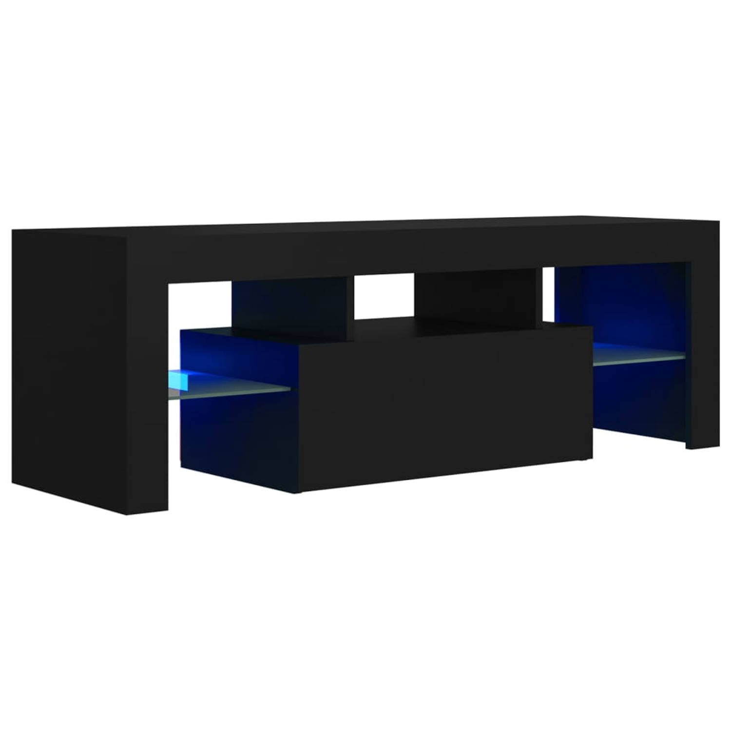 The Living Store TV-meubel Hifi-kast 120x35x40 cm RGB LED-verlichting Zwart