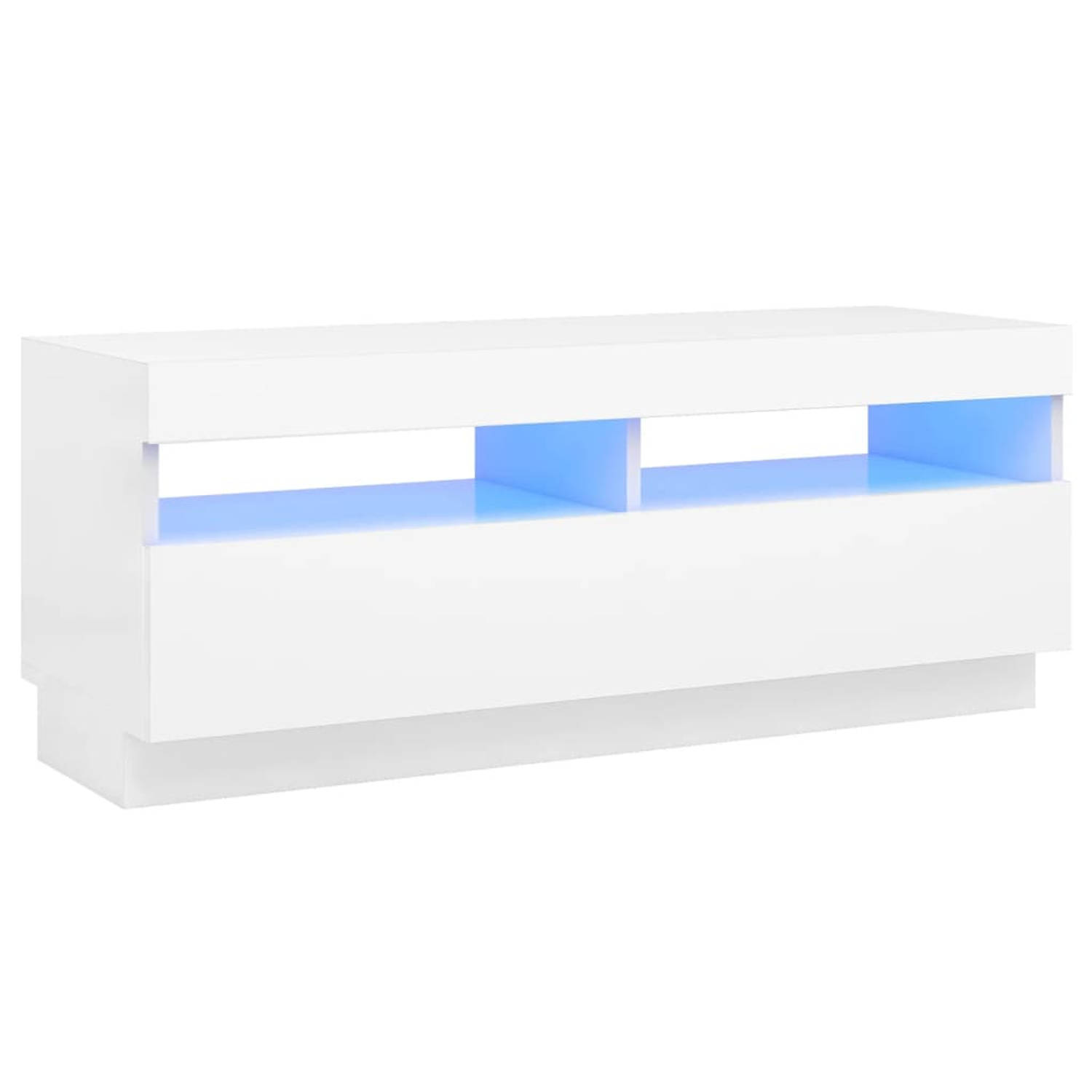 The Living Store TV-meubel - LED-verlichting - Hout - 100x35x40 cm - Wit