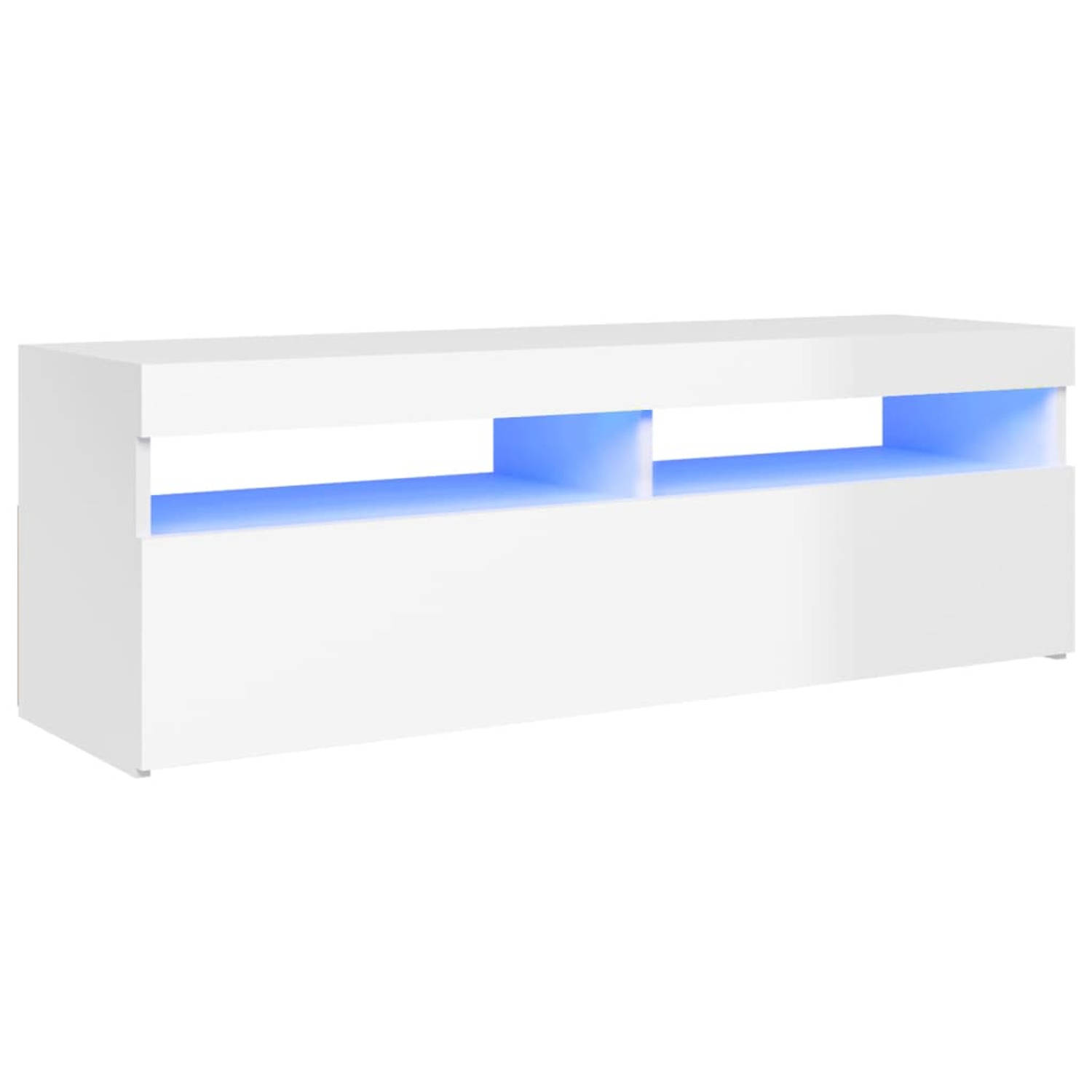 The Living Store Tv-meubel met LED-verlichting 120x35x40 cm hoogglans wit