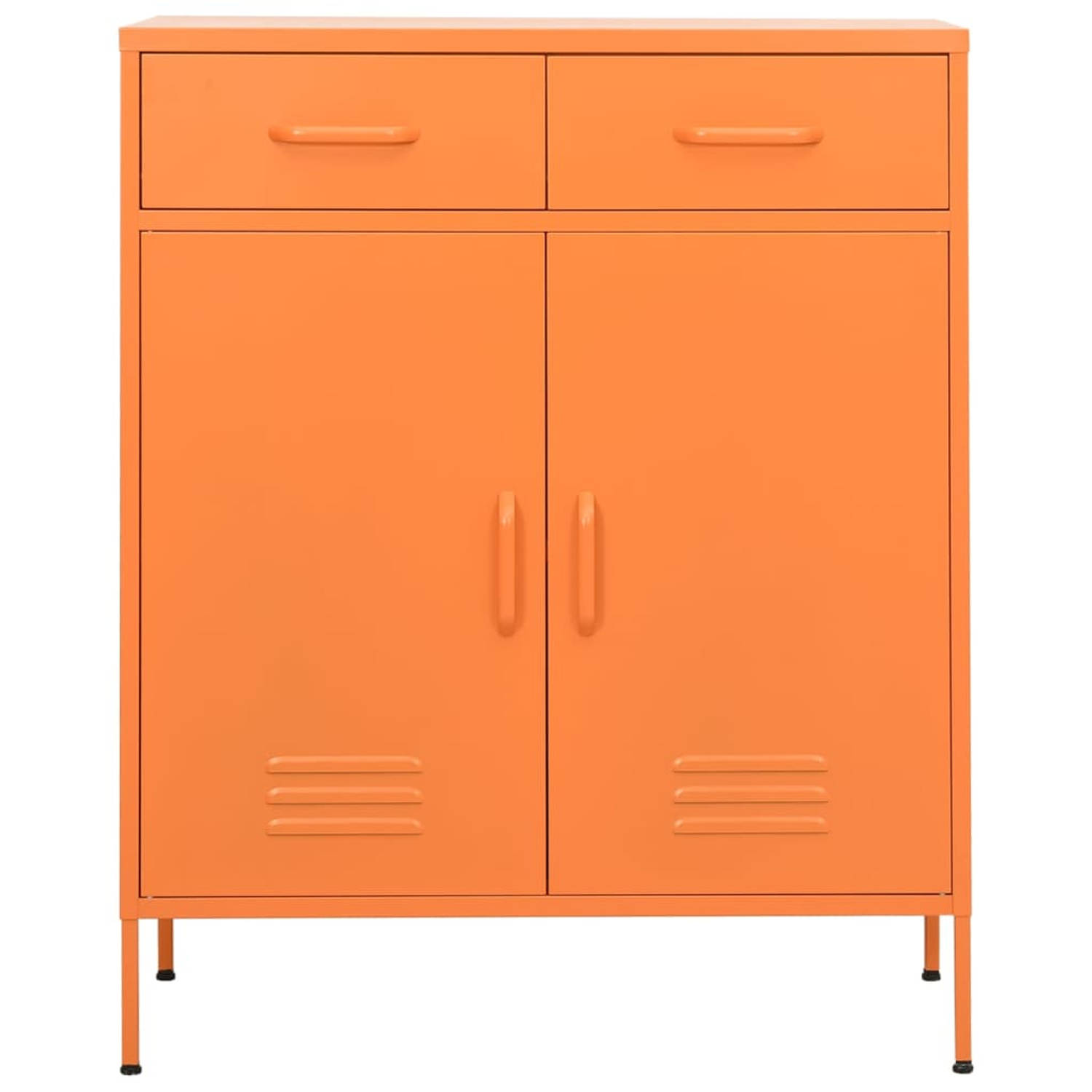 The Living Store Opbergkast Staal - 80 x 35 x 101.5 cm - Oranje