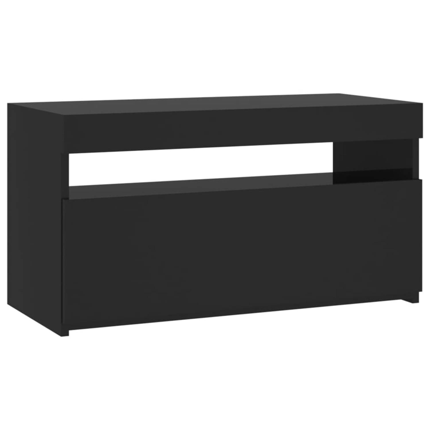The Living Store Tv-meubel met LED-verlichting 75x35x40 cm zwart