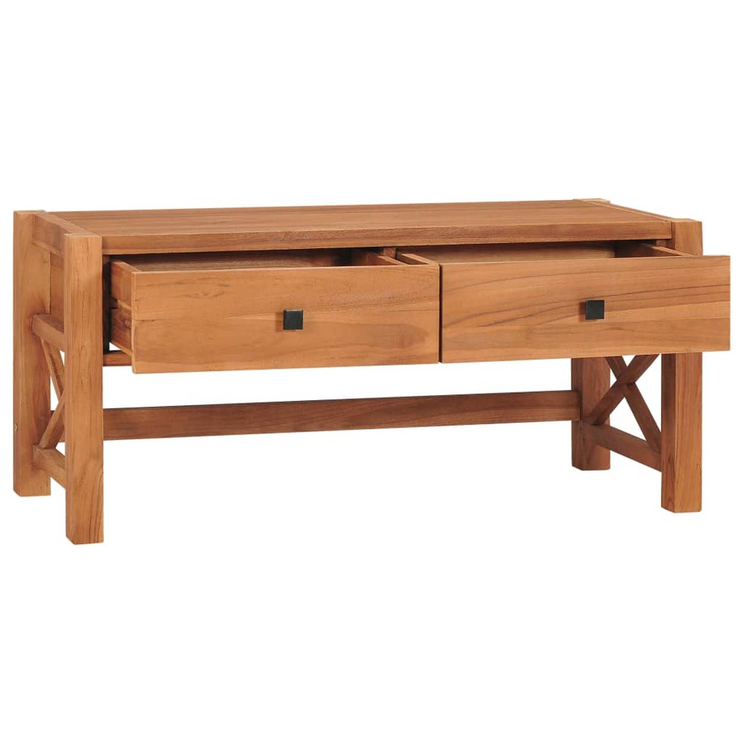 The Living Store Houten TV-meubel - Naturel - 100 x 40 x 45 cm - Gerecycled teakhout