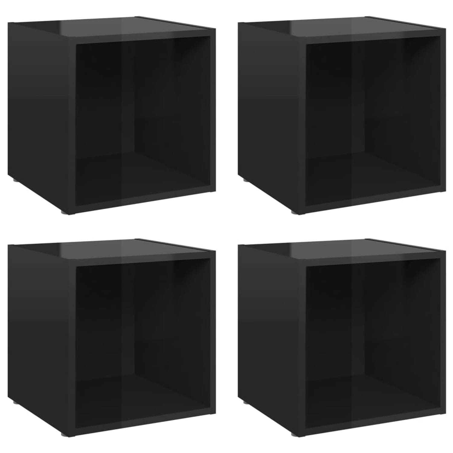 The Living Store TV-Meubelset - Spaanplaat - 37 x 35 x 37 cm - Hoogglans zwart