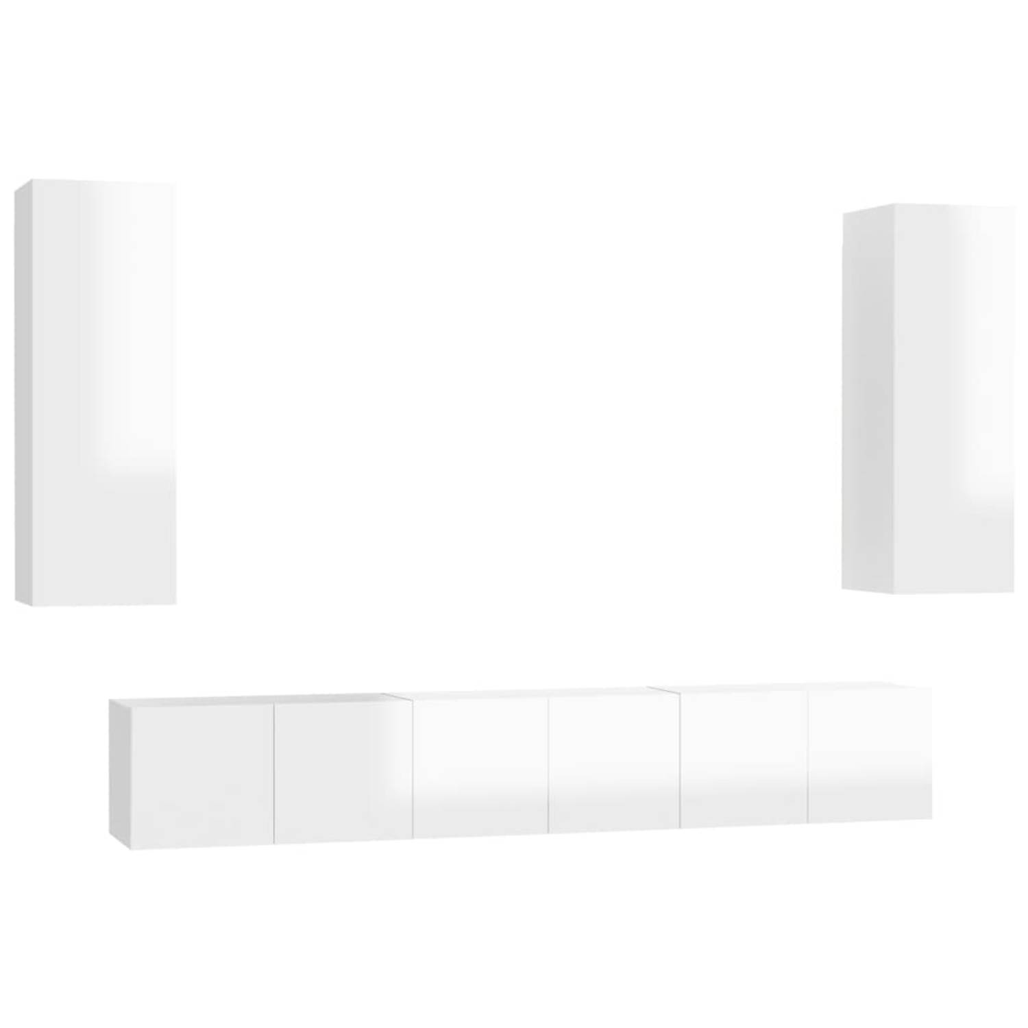 The Living Store TV-meubel - Stereokast - 60 x 30 x 30 cm - Hoogglans wit