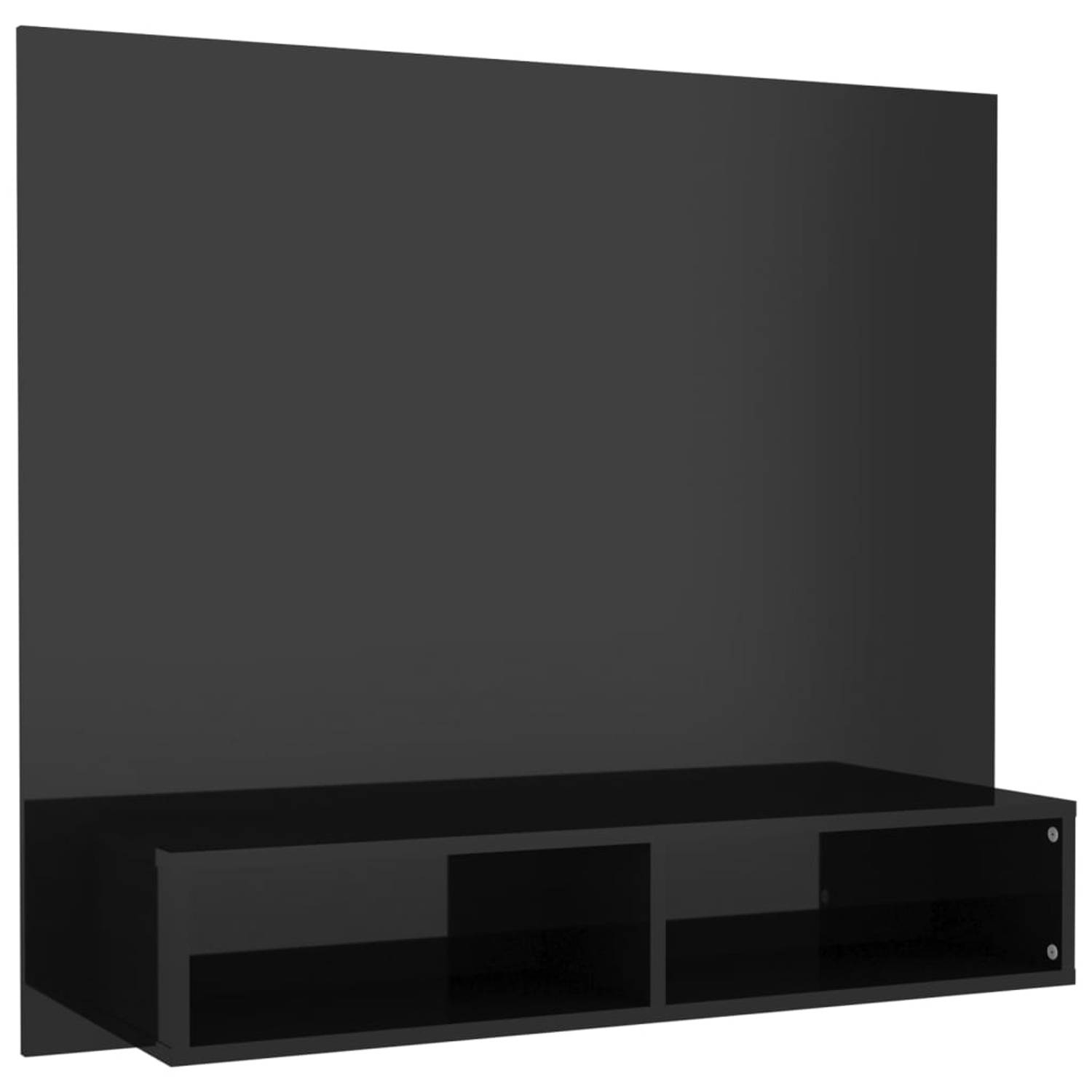 The Living Store TV-wandmeubel - Spaanplaat - 102x23.5x90 cm - Hoogglans zwart