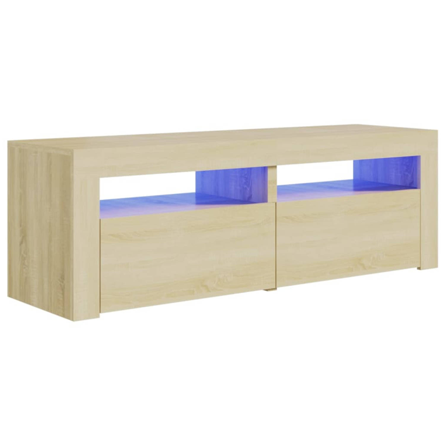 The Living Store TV-meubel Sonoma Eiken Hifi-kast 120x35x40cm LED-verlichting