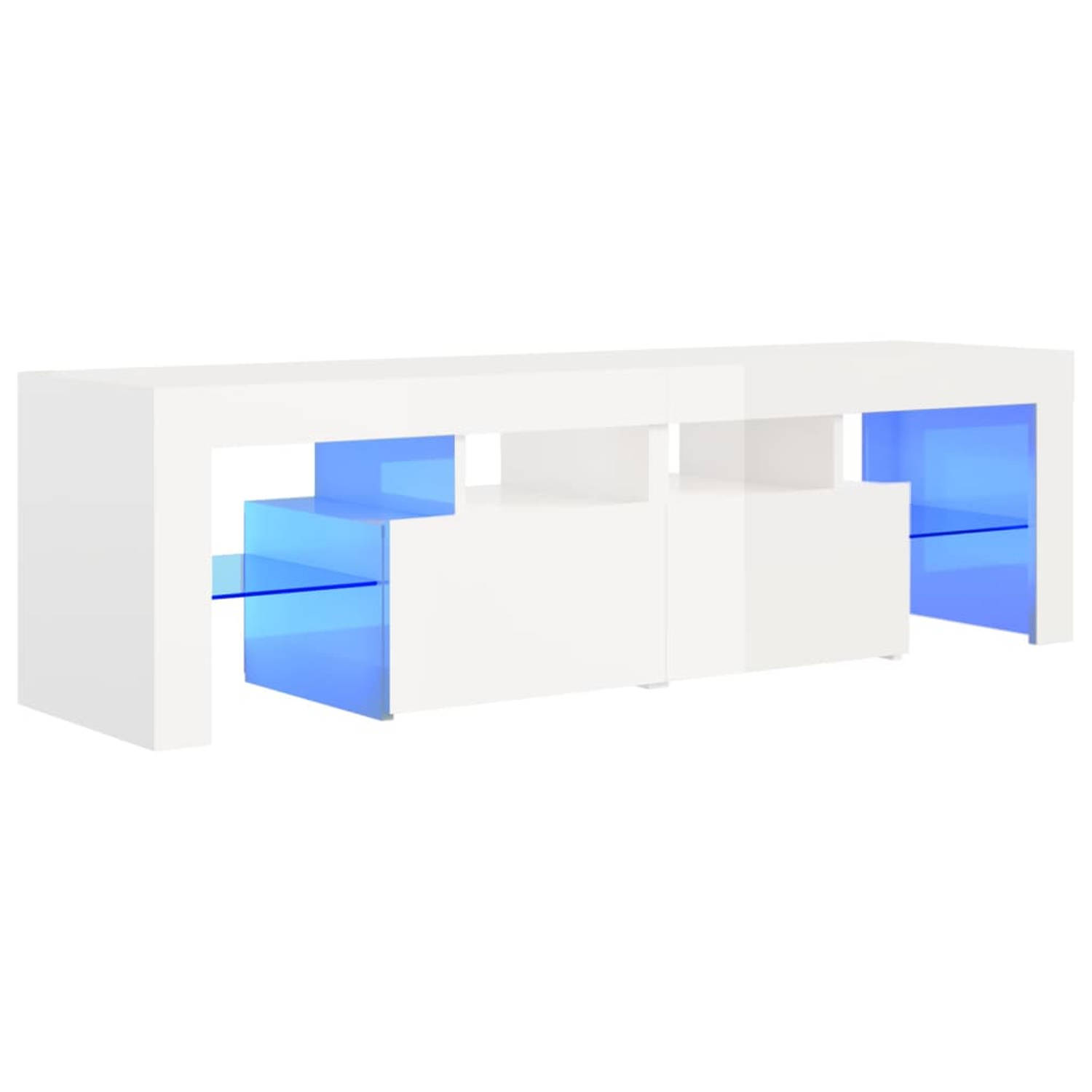 The Living Store Tv-meubel met LED-verlichting 140x36,5x40 cm hoogglans wit