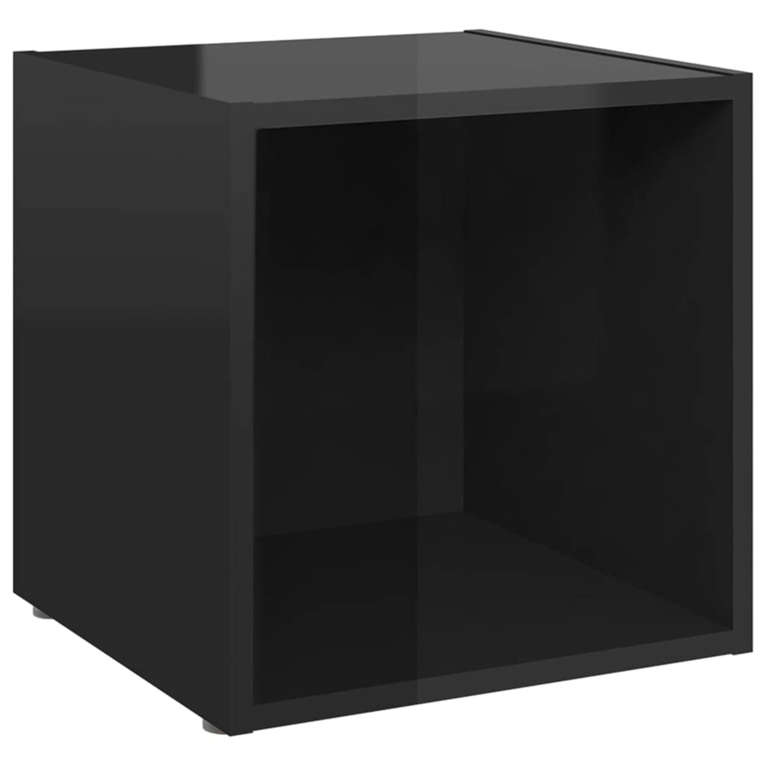 The Living Store Televisiemeubel - Spaanplaat - 37 x 35 x 37 cm - Hoogglans zwart