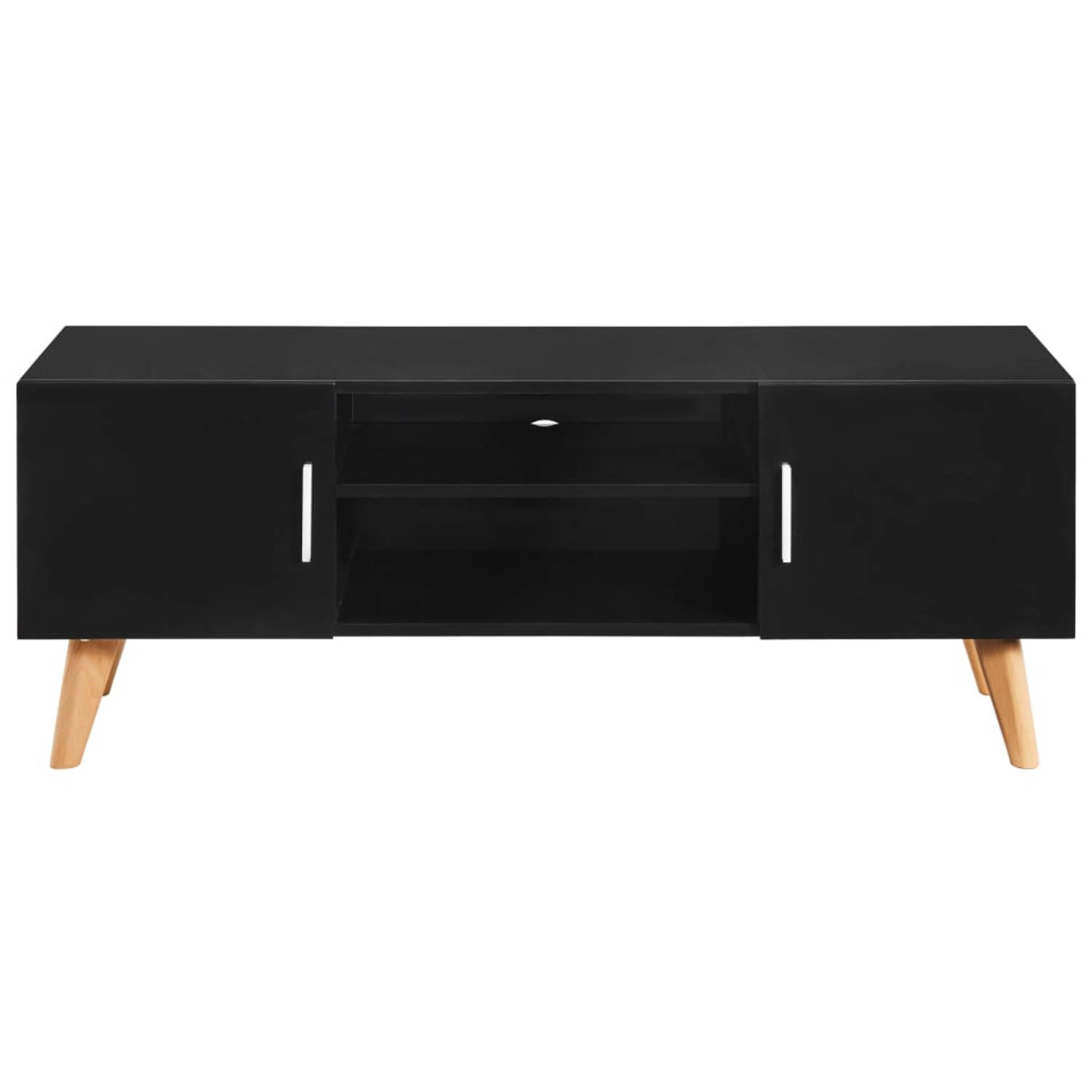 The Living Store TV-meubel Hoogglans - 120 x 40 x 46 cm - zwart - opbergkastjes - open schappen