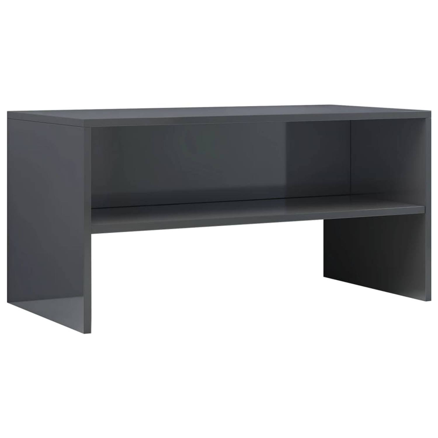 The Living Store Tv-meubel 80x40x40 cm bewerkt hout hoogglans grijs - Kast