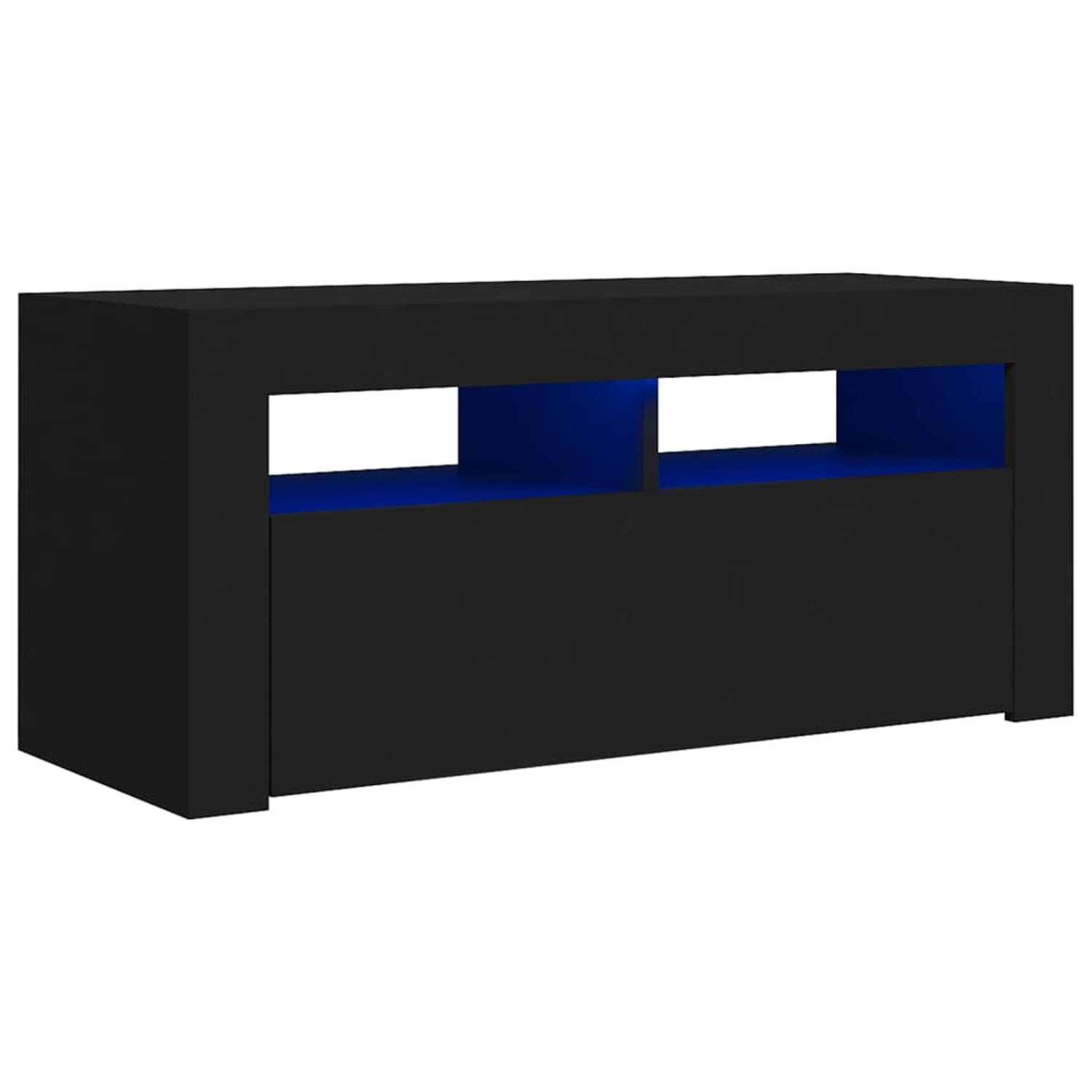 The Living Store TV-meubel TV-meubel met LED-verlichting - 90 x 35 x 40 cm - zwart - RGB LED