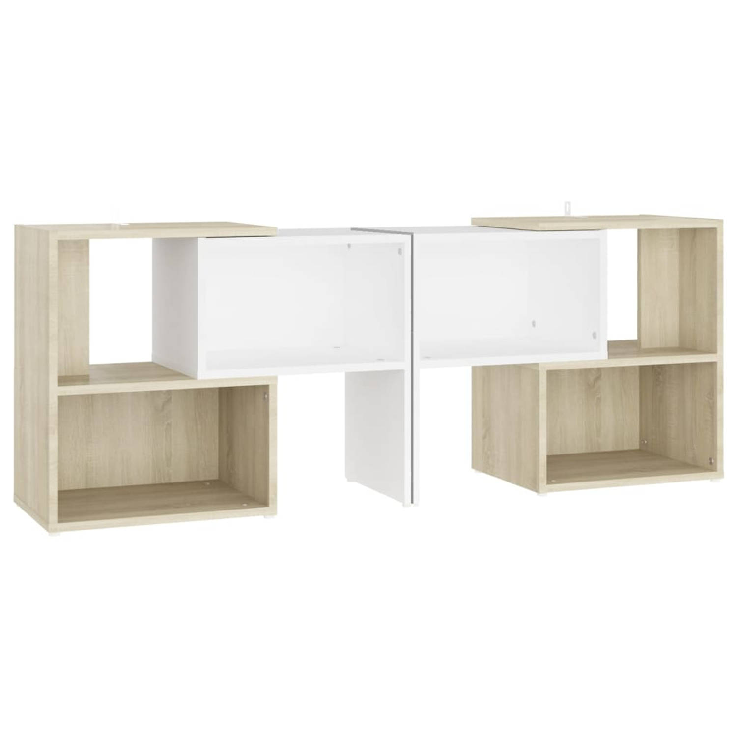 The Living Store TV-meubel - Modulair ontwerp - Geordend opbergen - Wit/sonoma eiken - 104x30x52 cm - Montage vereist
