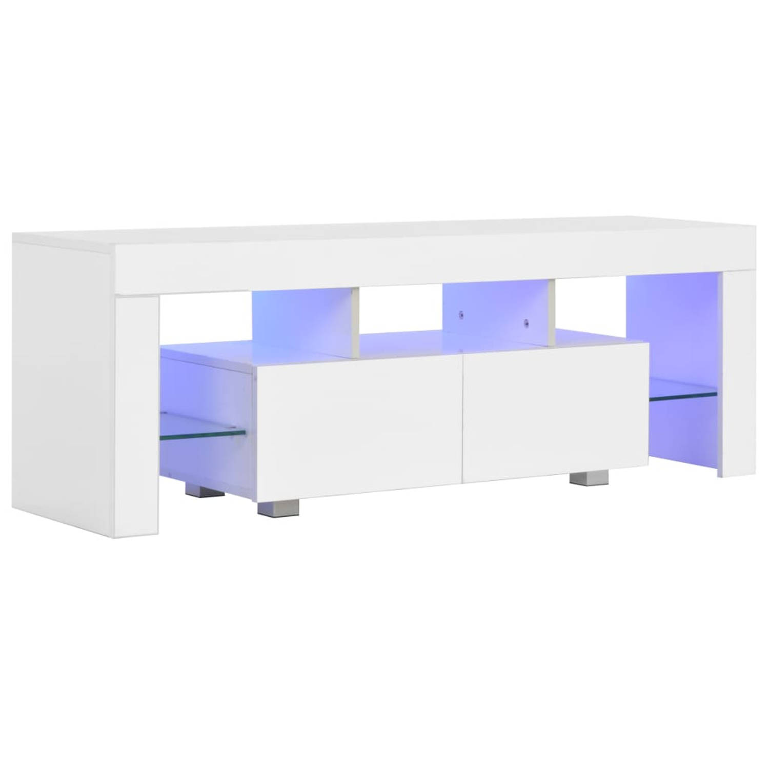 The Living Store TV-kast - wit - 130 x 35 x 45 cm - LED-verlichting